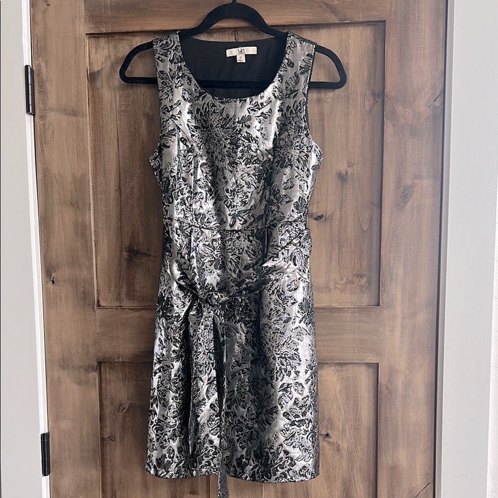 Ya Los Angeles Elegant Black and Silver Floral Dress
